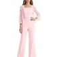 Mother of the Bride Jumpsuit with Lace Jacket 3/4 Sleeve Formal Pant Suit