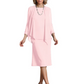 3 PCS Knee-Length Mother of Bride Dresses Prom Dress Evening Dress with Sheer Sleeves and Jacket