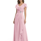 Elegant Mother of the Groom Dress Cascading Ruffle Chiffon Formal Gown Rhinestone