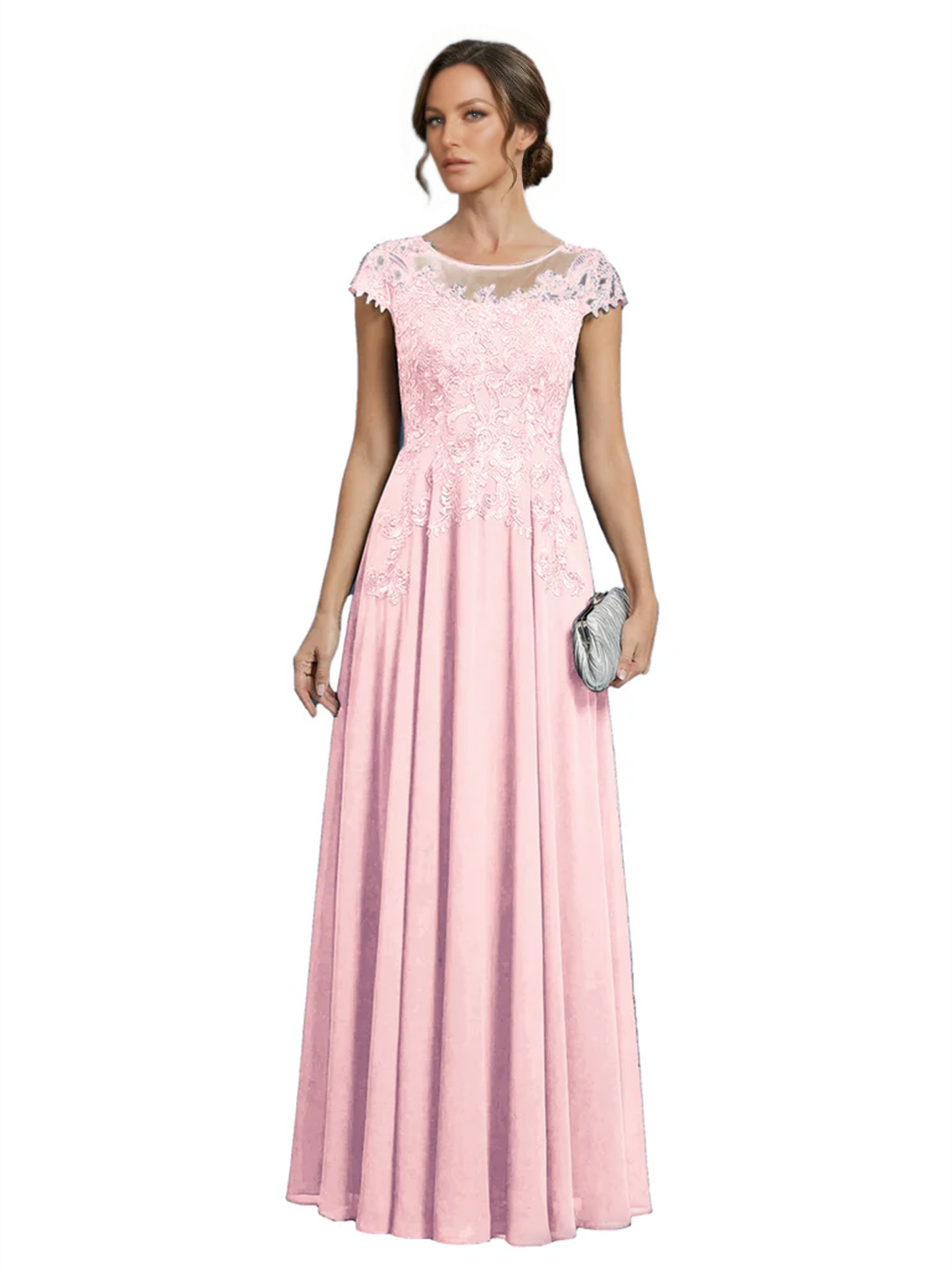 Chic Long A-Line Chiffon Mother of the Brides Dresses Sequin Mom Outfits For Wedding