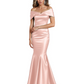 Luxury Emerald Formal Dress Off-the-Shoulder Satin Gown Trumpet Silhouette