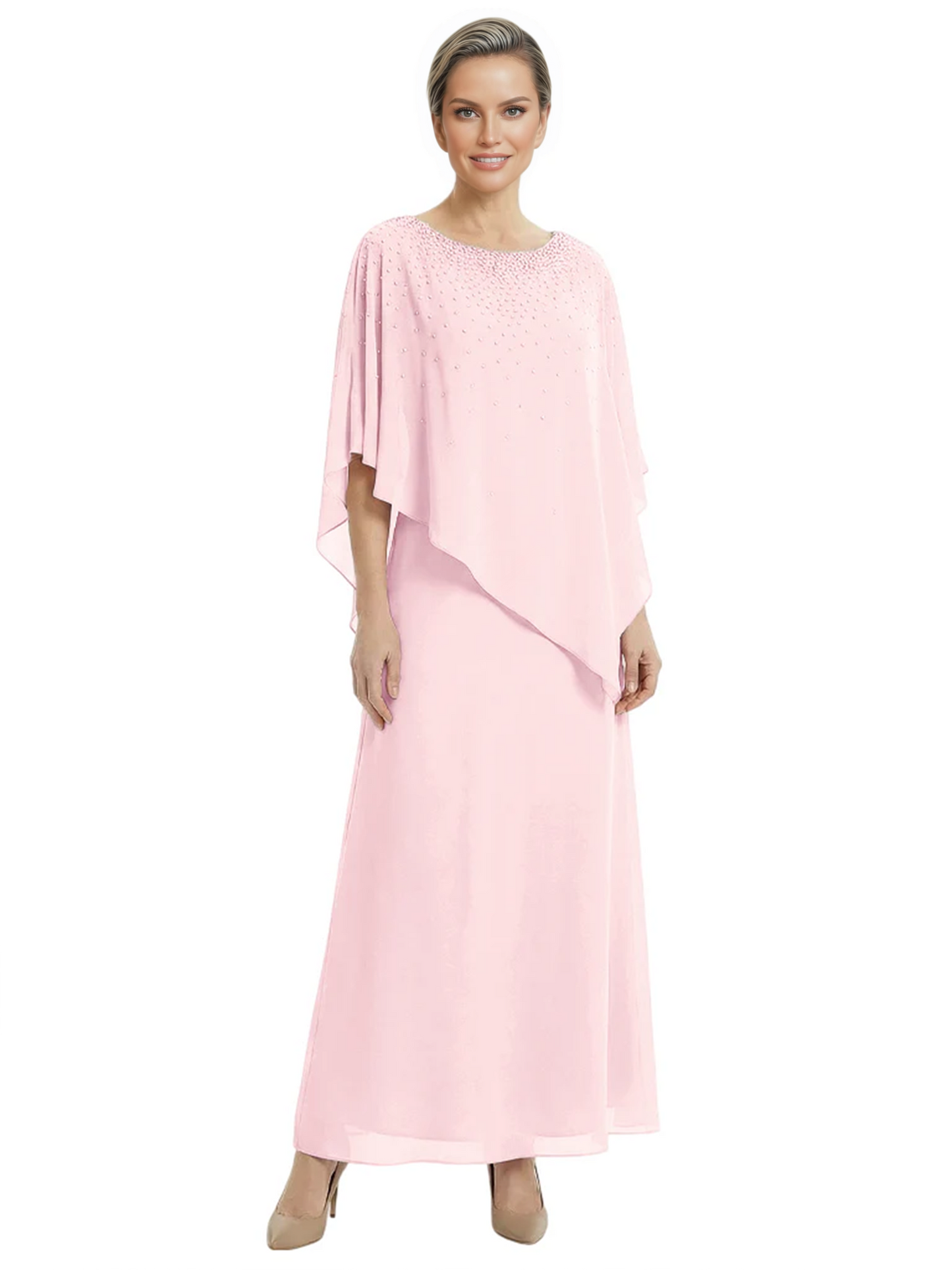 Elegant Mother of Bride Dresses Evening Gowns Trending 2026 Styles with Asymmetric Cape