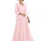 Plus Size A-line Chiffon 3/4 Sleeves Mother of the Brides Dresses Long Jacket Dress