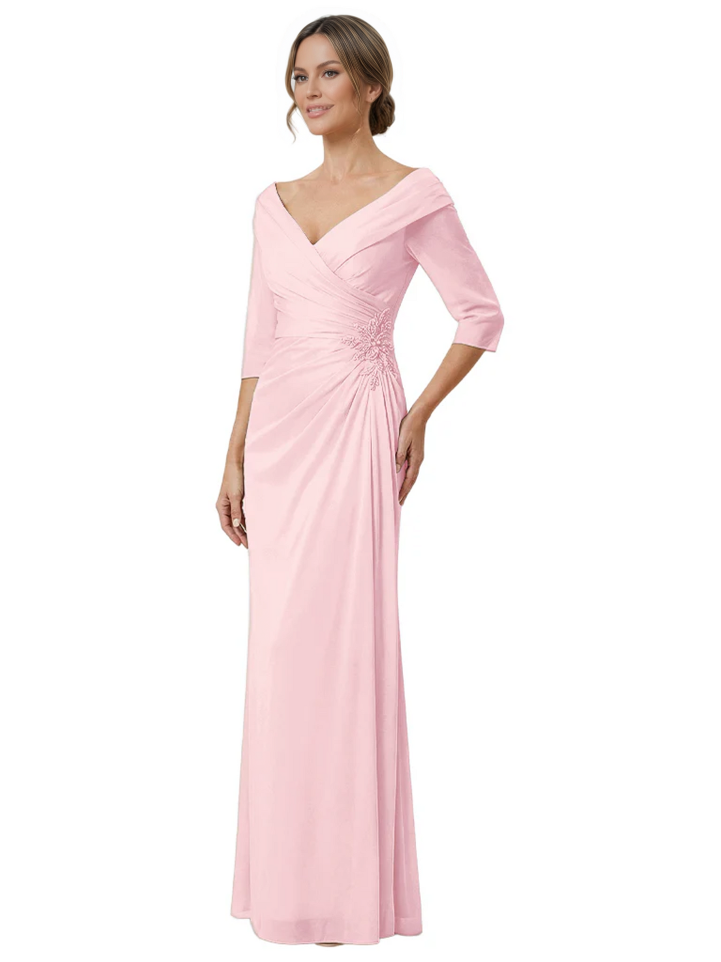 Elegant 3/4 Sleeve Mother of the Brides Dresses Mom Outfits Wedding Satin