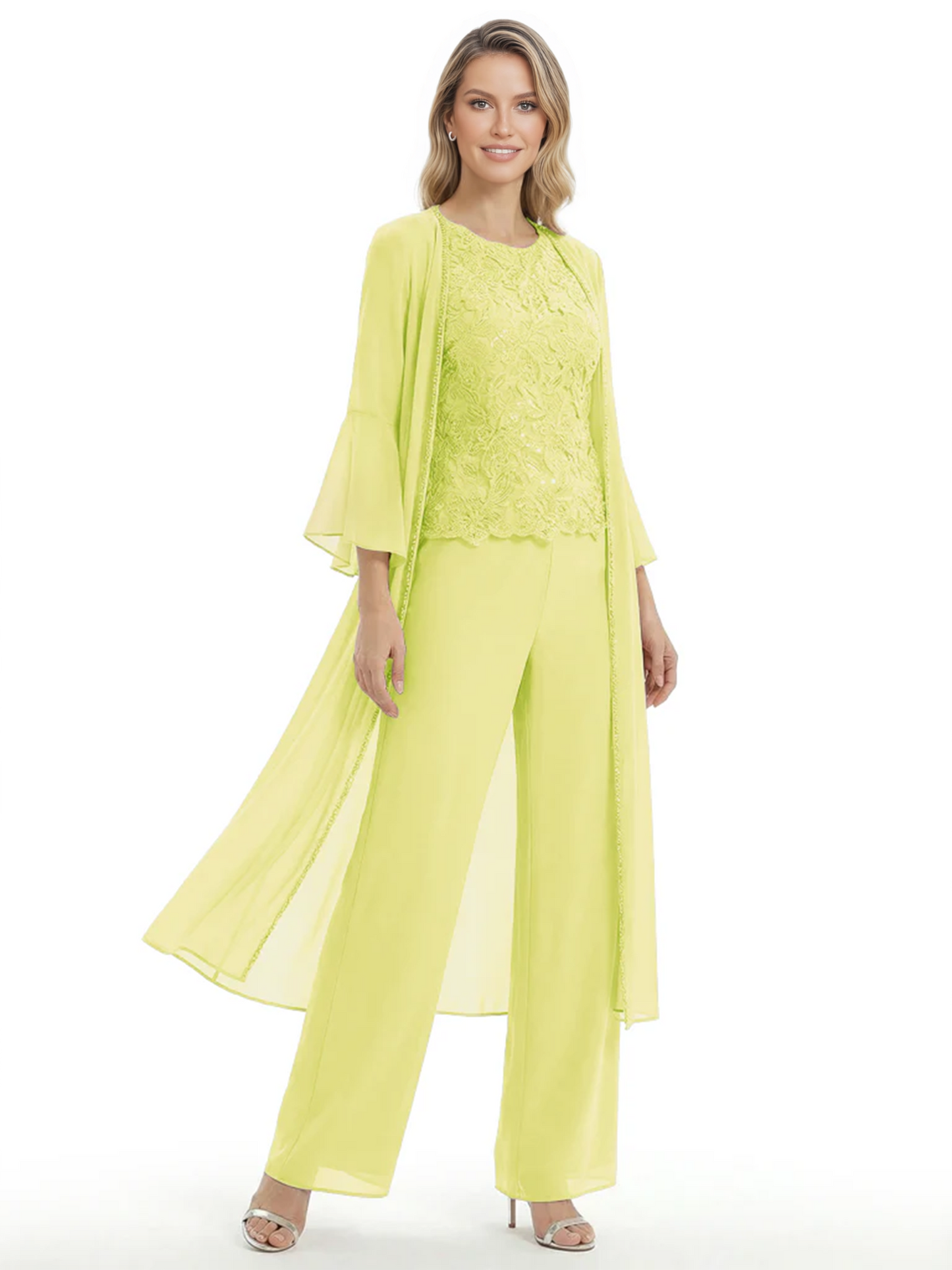 Elegant Pink 3-Piece Pant Set Trending 2026 Styles with Lace Wide-Leg Pants