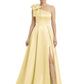Luxury Bow Black Formal Dress One-Shoulder A-Line Gowns with Sexy Side Slit 2026