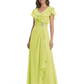 Elegant Mother of the Groom Dress Cascading Ruffle Chiffon Formal Gown Rhinestone