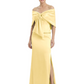 Formal Floor-Length Mother of the Bride Gown Satin Maxi Dress with Bow Neckline