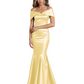 Luxury Emerald Formal Dress Off-the-Shoulder Satin Gown Trumpet Silhouette
