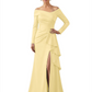 Elegant Mother of the Groom Dress Cascading Ruffle Satin Gown with High Slit Long Sleeves