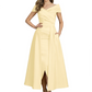 Formal Floor-Length Mother of the Bride Gown Satin Maxi Dress with Slit Off Shoulder