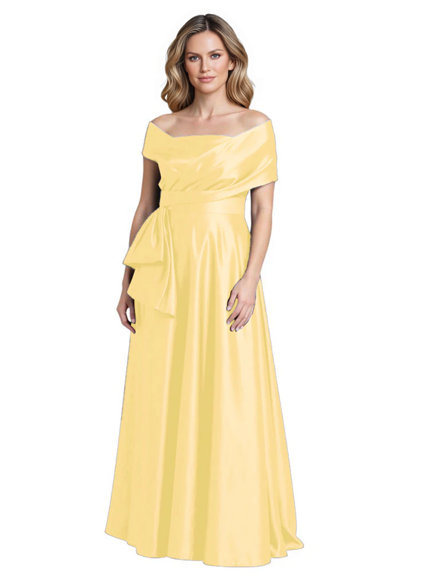 Formal Floor-Length Mother of the Bride Gown Sleeveless Satin Maxi Dress with Drape