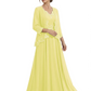 Plus Size A-line Chiffon 3/4 Sleeves Mother of the Brides Dresses Long Jacket Dress
