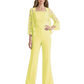 Mother of the Bride Jumpsuit with Lace Jacket 3/4 Sleeve Formal Pant Suit