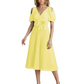 Wedding Formal Dress V-Neck Pleated Chiffon Gown with 3D Flower Accent Knee Length