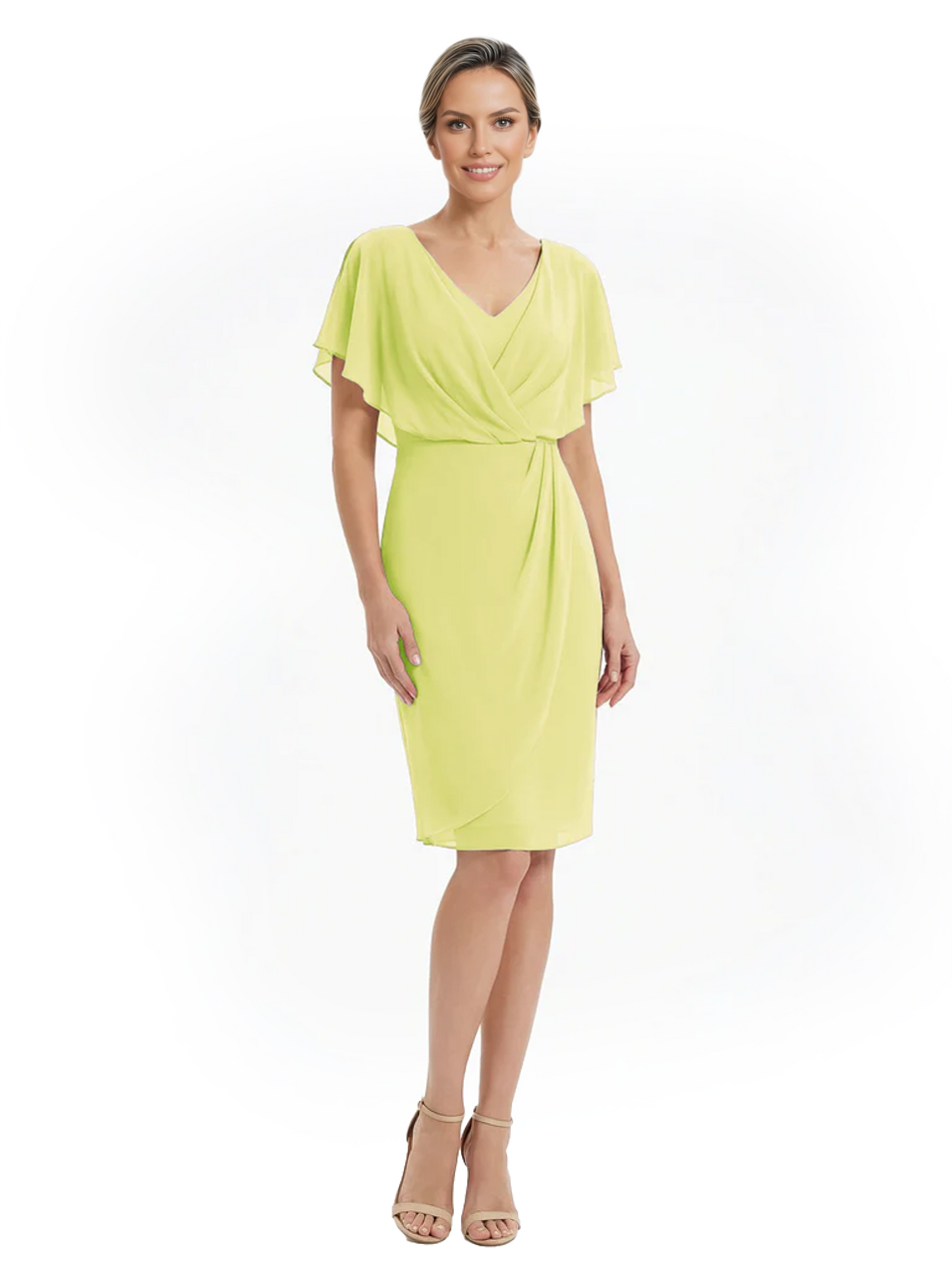 Chic Knee-Length Mother of Bride Formal Dress Slimming Chiffon Styles for Wedding Guest