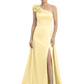 One Shoulder Mother of the Bride Dress with 3D Floral Detail Formal Dress A-Line Gowns with Slit
