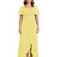 Formal High-Low Mother of the Bride Gown Sleeved Chiffon Maxi Dress Ruched Waist