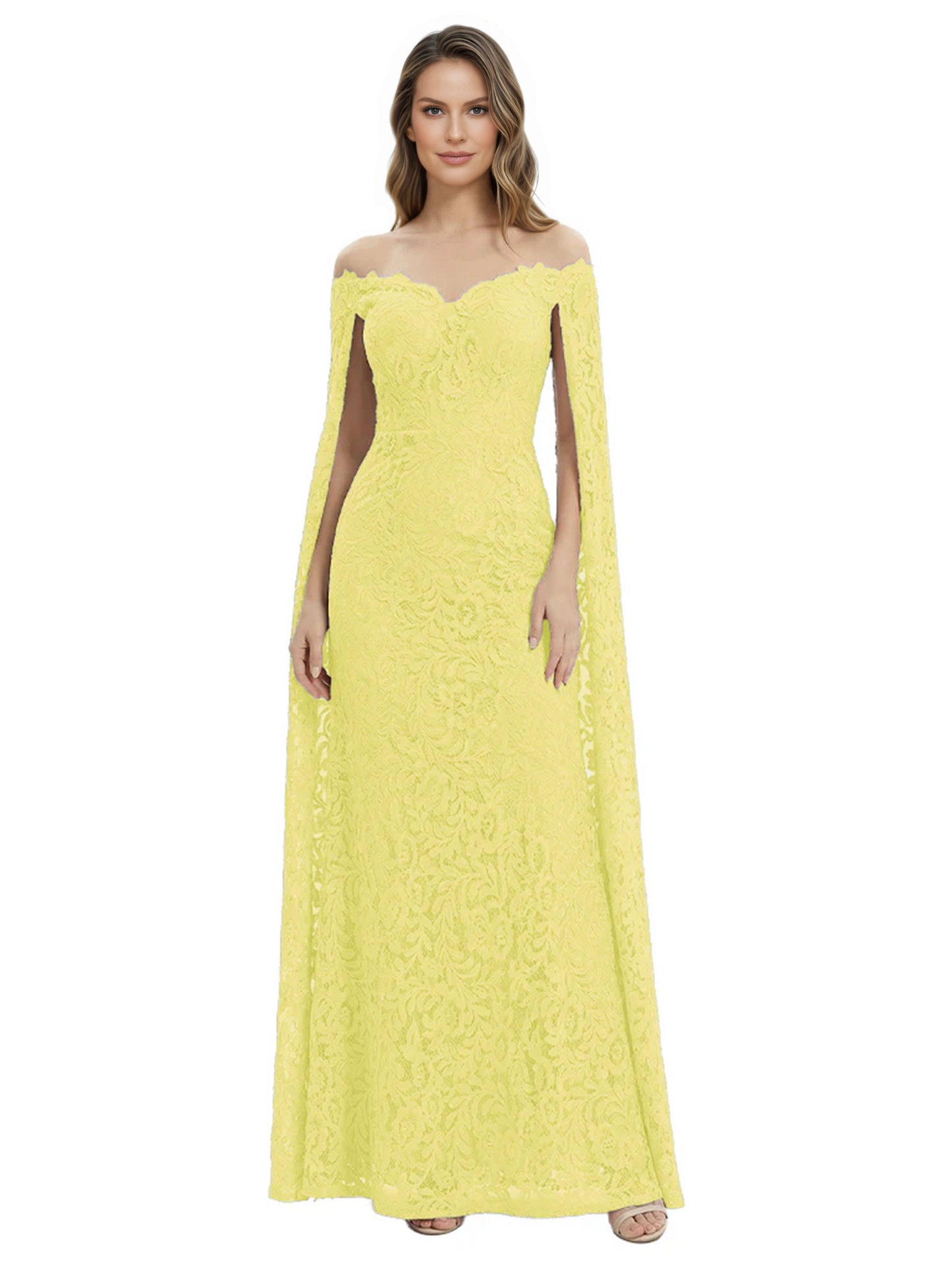 Elegant Mother of the Groom Gown Floral Lace Embroidered Formal Dress with Cape