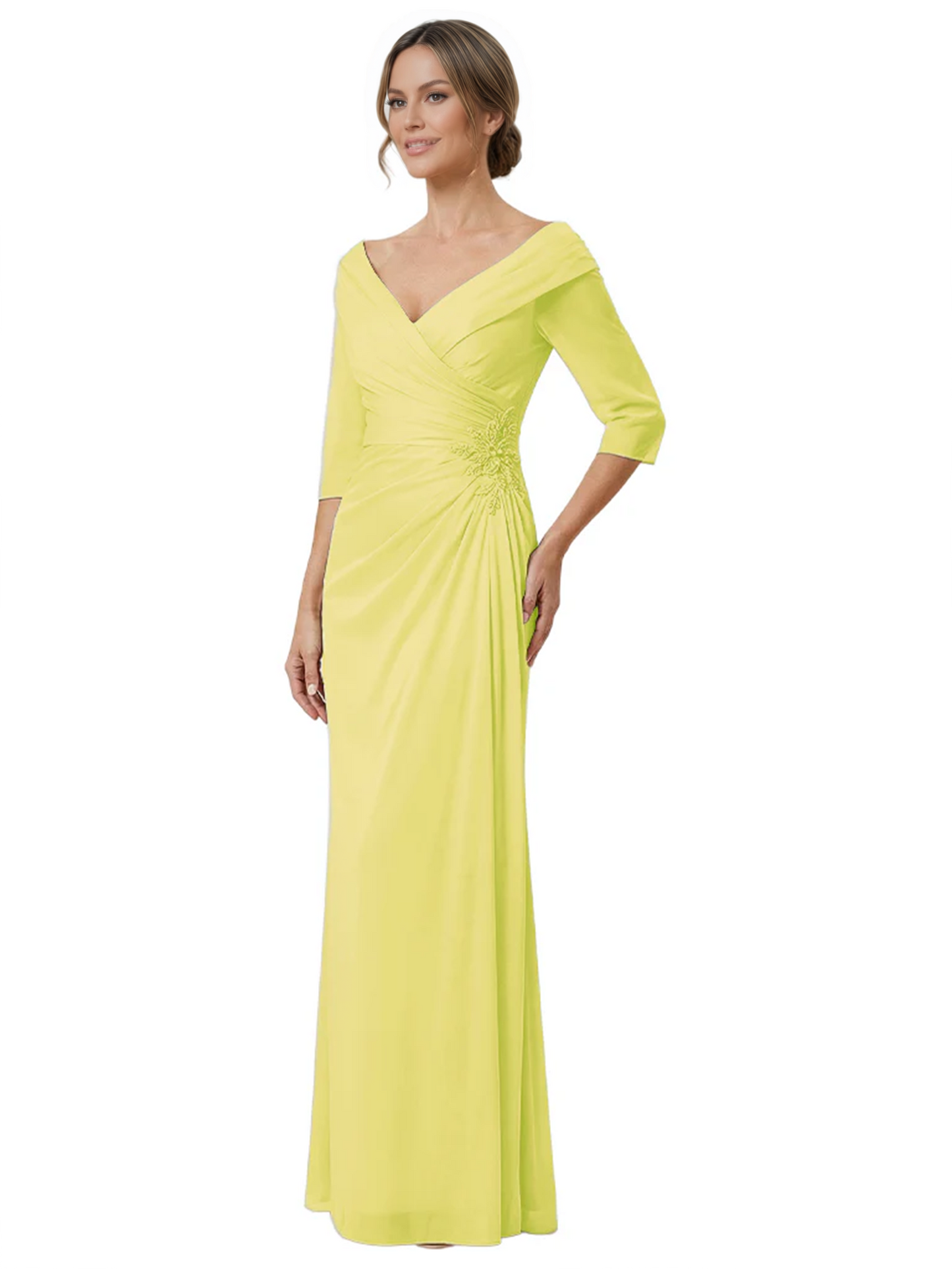 Elegant 3/4 Sleeve Mother of the Brides Dresses Mom Outfits Wedding Satin