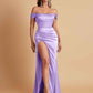 Sexy Off the Shoulder Soft Satin Side Slit Floor-Length Mermaid Bridesmaid Dresses