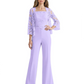Mother of the Bride Jumpsuit with Lace Jacket 3/4 Sleeve Formal Pant Suit