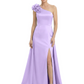 One Shoulder Mother of the Bride Dress with 3D Floral Detail Formal Dress A-Line Gowns with Slit