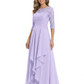 3/4 Sleeve Mother of the Bride Dress with Lace Embroidery High-Low Hem 2026