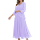 3/4 Sleeve Chiffon Mother of the Brides Dresses V-Neck Wedding Party Gowns