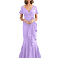 Satin Mother of the Bride Dress with Cascading Ruffles and Mermaid Tail V-Neck