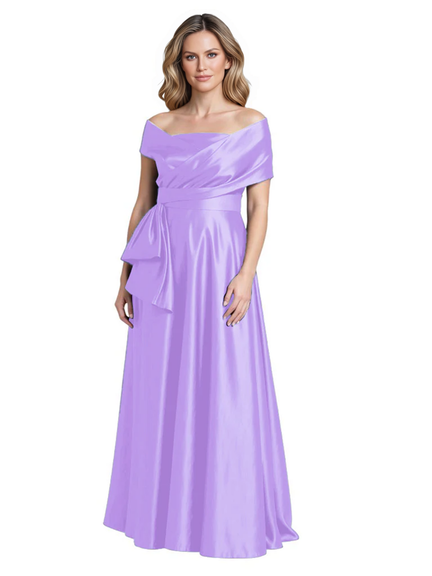 Formal Floor-Length Mother of the Bride Gown Sleeveless Satin Maxi Dress with Drape