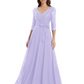 Chiffon Mother of the Bride Dress with Sequin V-Neck and Elegant Bow Sash