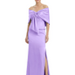 Formal Floor-Length Mother of the Bride Gown Satin Maxi Dress with Bow Neckline