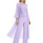 Elegant Pink 3-Piece Pant Set Trending 2026 Styles with Lace Wide-Leg Pants