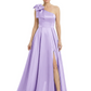 Luxury Bow Black Formal Dress One-Shoulder A-Line Gowns with Sexy Side Slit 2026