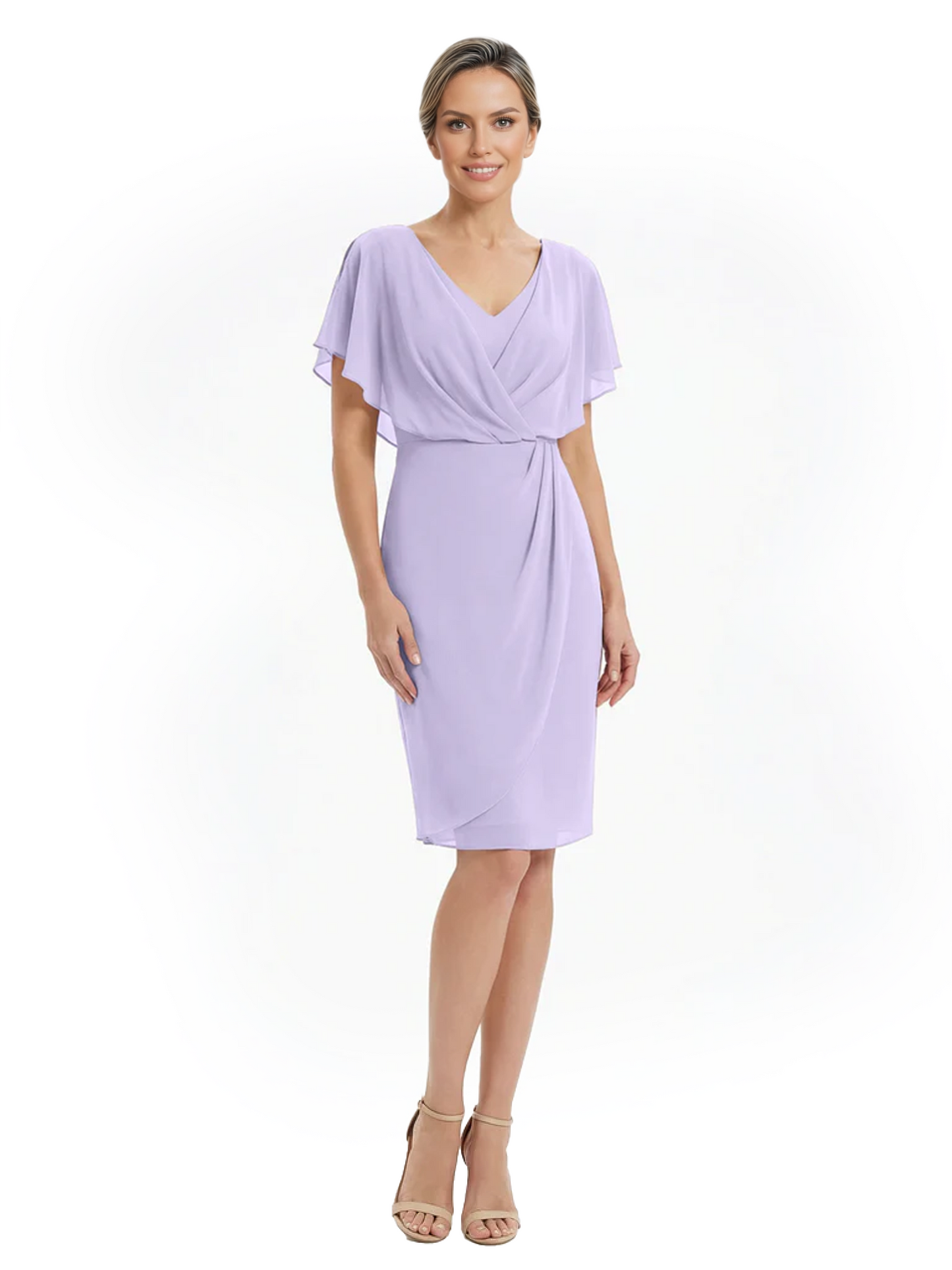 Chic Knee-Length Mother of Bride Formal Dress Slimming Chiffon Styles for Wedding Guest