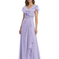Elegant Mother of the Groom Dress Cascading Ruffle Chiffon Formal Gown Rhinestone
