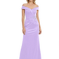 Off Shoulder Mother of the Bride Dress Beaded Waist Satin Gown Portrait Neckline