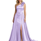 One Shoulder Sleeveless Mother of the Brides Dresses Floor Length Slit With Train