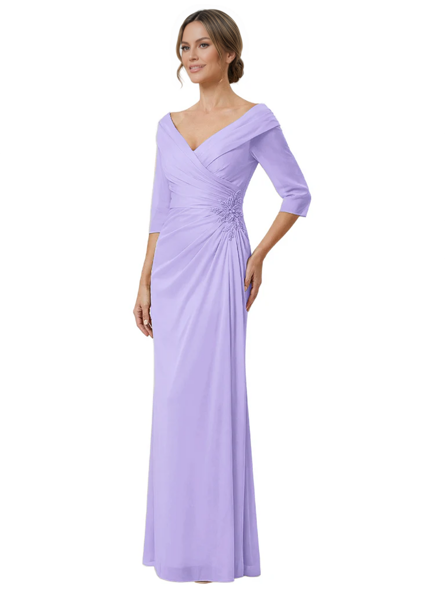 Elegant 3/4 Sleeve Mother of the Brides Dresses Mom Outfits Wedding Satin