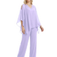 V-Neck Chiffon Mother of the Brides Dresses Plus Size Jacket Suits Wedding