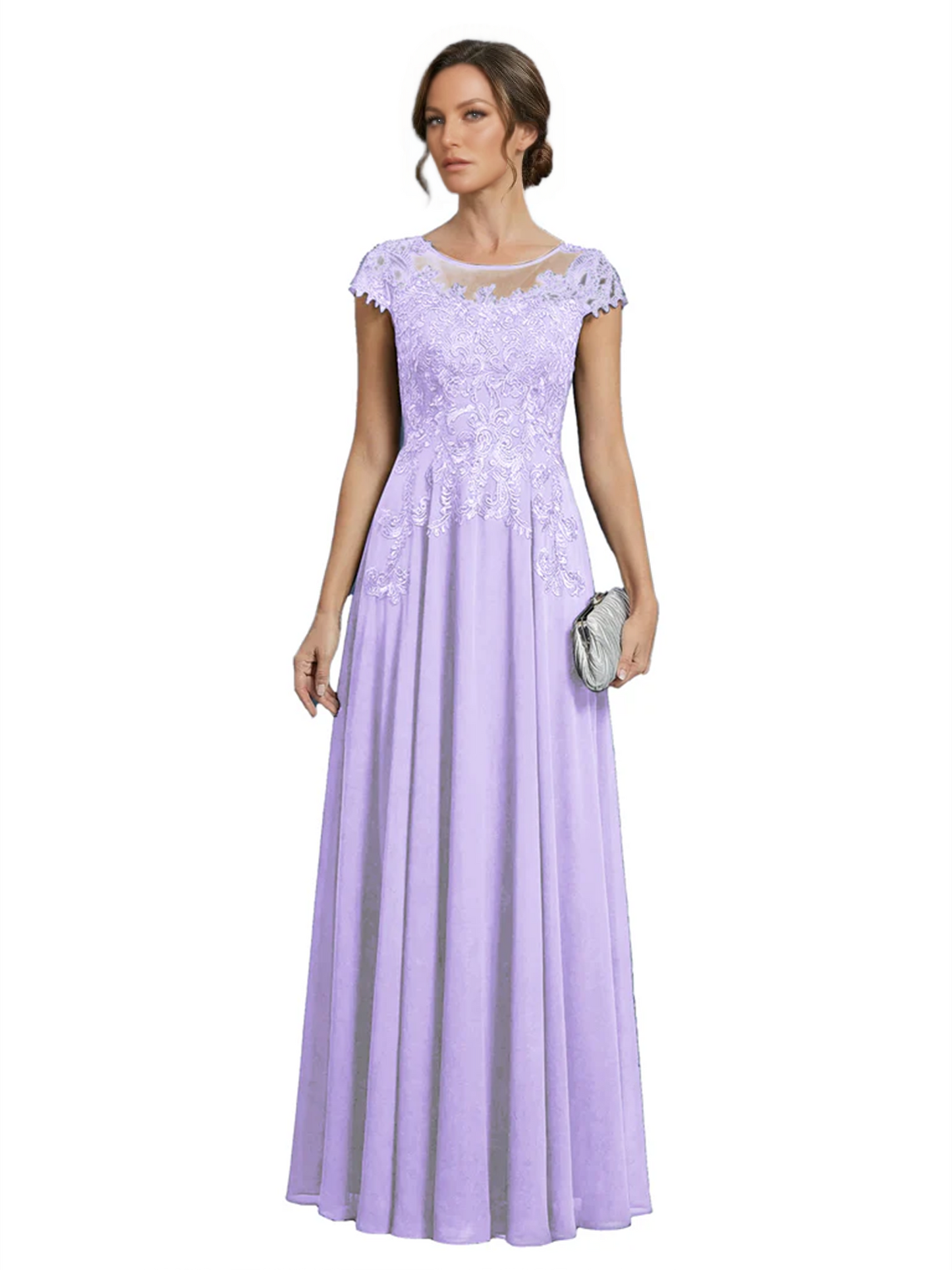 Chic Long A-Line Chiffon Mother of the Brides Dresses Sequin Mom Outfits For Wedding