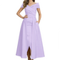 Formal Floor-Length Mother of the Bride Gown Satin Maxi Dress with Slit Off Shoulder