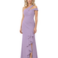 Modern Mother of Bride Dresses 2026 Asymmetric Neckline Ruffle Slit Gown