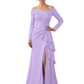 Elegant Mother of the Groom Dress Cascading Ruffle Satin Gown with High Slit Long Sleeves