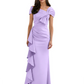 Elegant Mother of Bride Dress Formal Gowns Mermaid Ruffle Floor Length Asymmetric Neckline