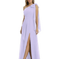 One-Shoulder Mother of the Bride Dress Chiffon Gown with Long Sash Detail