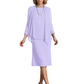 3 PCS Knee-Length Mother of Bride Dresses Prom Dress Evening Dress with Sheer Sleeves and Jacket