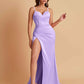 Simple Soft Satin Mermaid V-neck Floor-Length Mermaid Bridesmaid Dresses