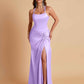 Gorgeous Square Criss Cross Soft Satin Side Slit Floor-Length Mermaid Bridesmaid Dresses